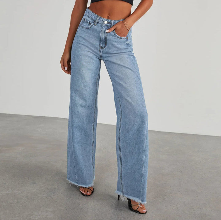 Loose Fit Jeans met Rafelzoom