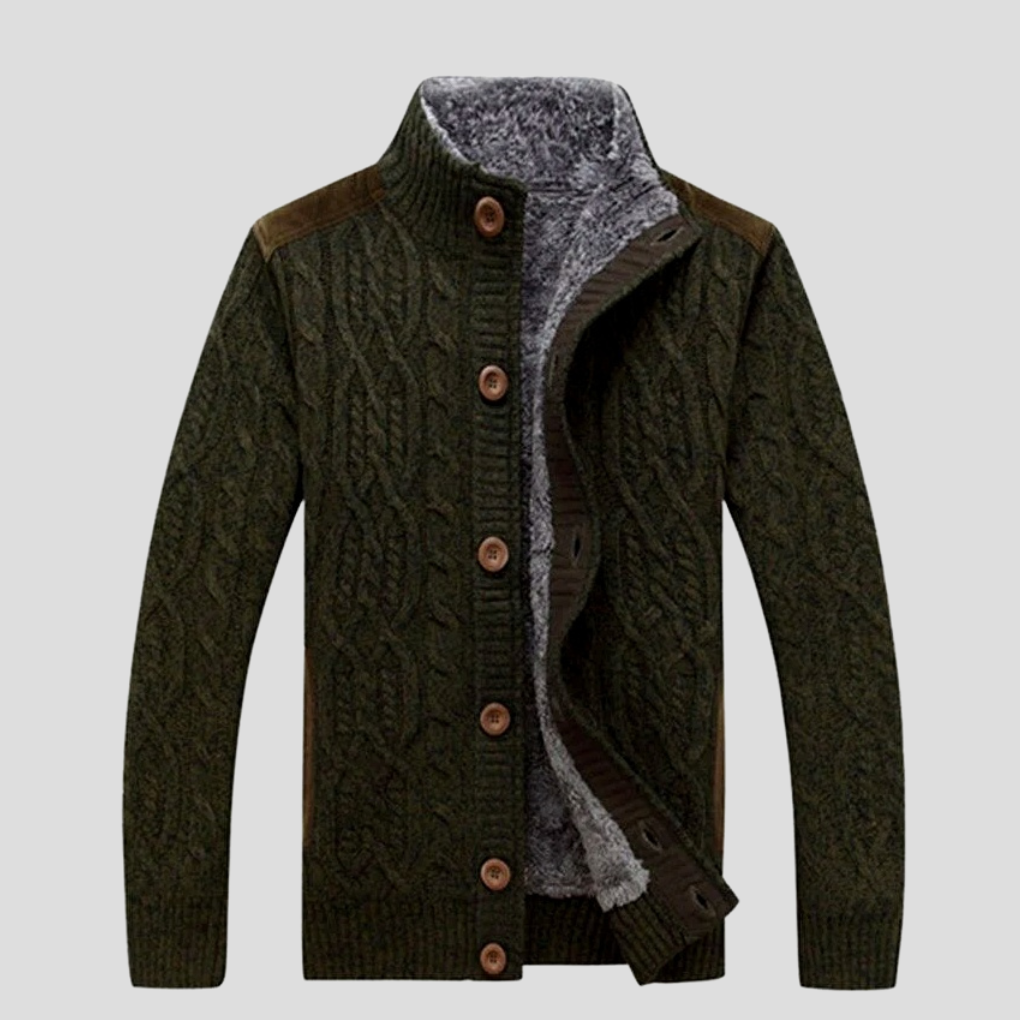 Heren Gebreide Jas – Met Pluche Voering voor Extra Warmte