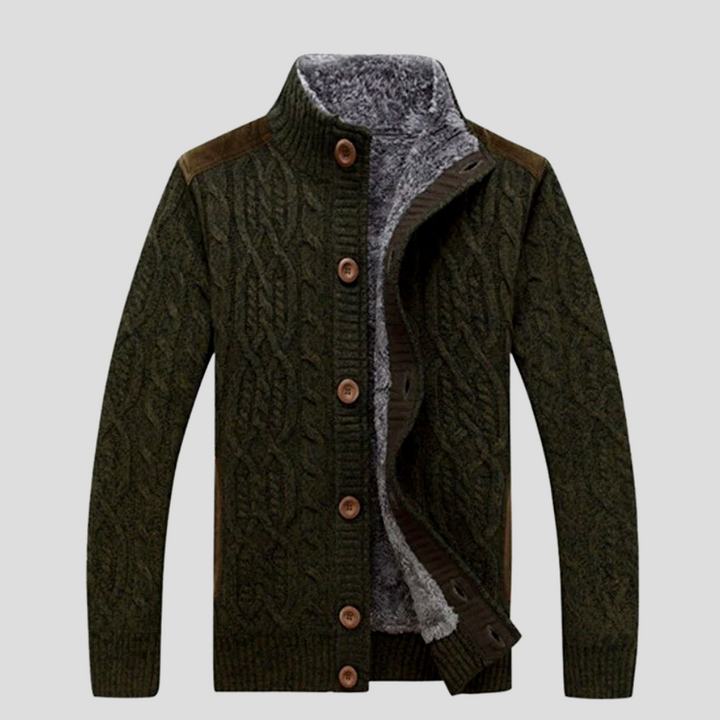 Heren Gebreide Jas – Met Pluche Voering voor Extra Warmte