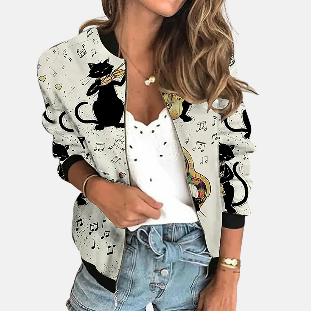 
                  
                    Roxanne - Retro Bomberjack voor Dames met Print - SkinzLine
                  
                