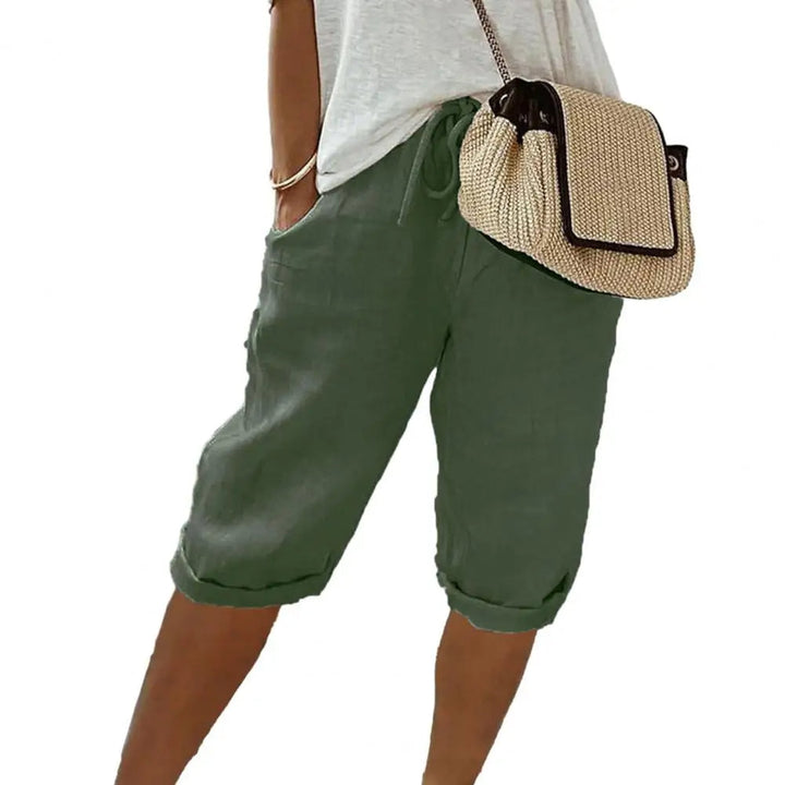 Vintage Kniebroek met Elastische Taille en Zakken