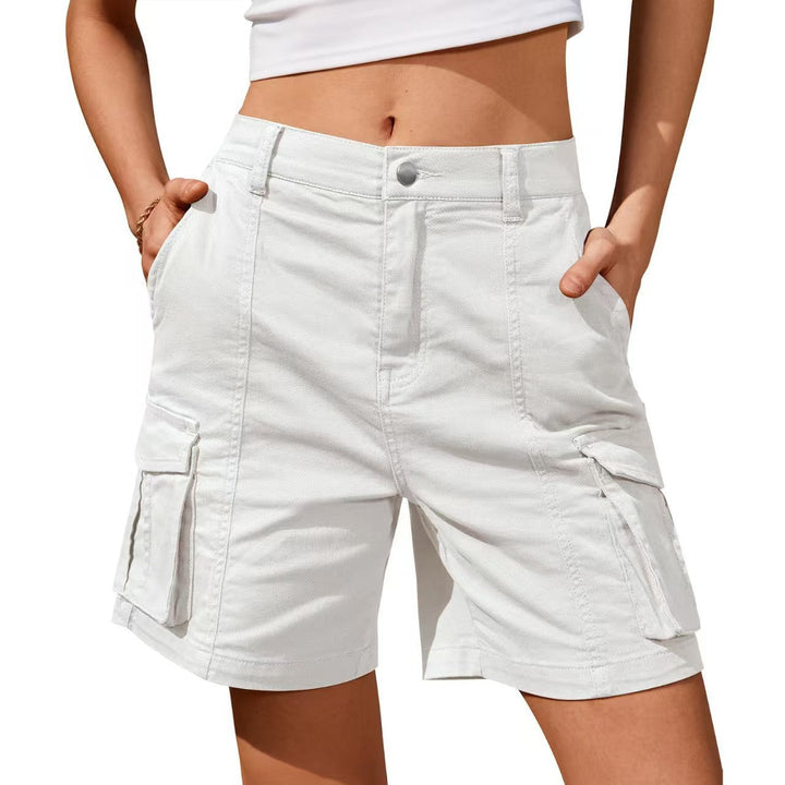 Womens Solid-Colored Casual Pants With Three-Dimensional Pockets And Buttons