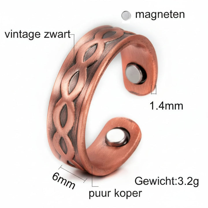 Pure Red Copper Ring Colorfast Adjustable Opening