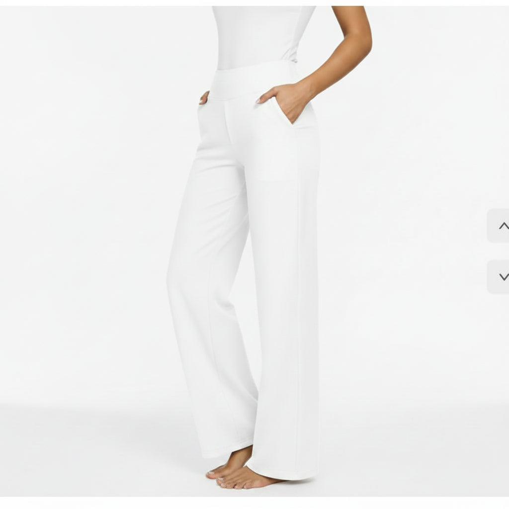 Pocket Knitted Straight High Waist Trousers