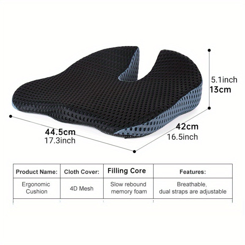 Ergonomisch Triacomfort Kussen | Driehoekige Vorm met Memory-Foam | Ademend en Drukverlagend | Voor Auto en Kantoor