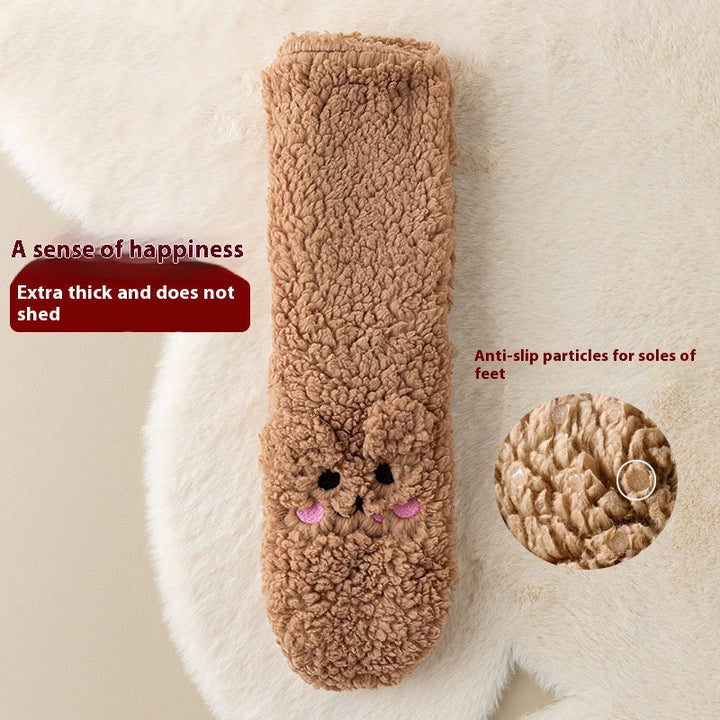 Fluffy huissokken van coral fleece met antislip, in 16 varianten