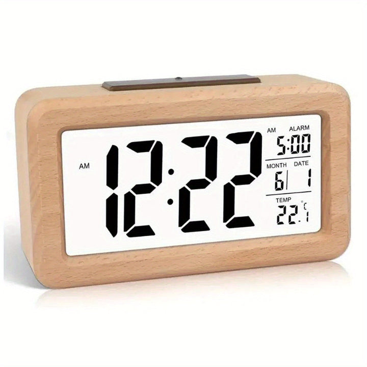 Digitale Houten Klok – LED-display met Temperatuur en Datum