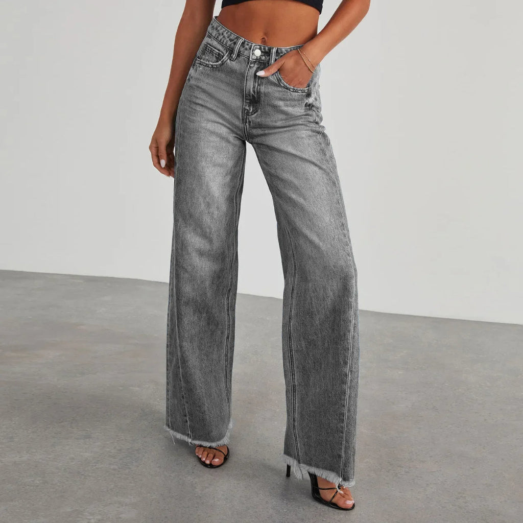 Loose Fit Jeans met Rafelzoom