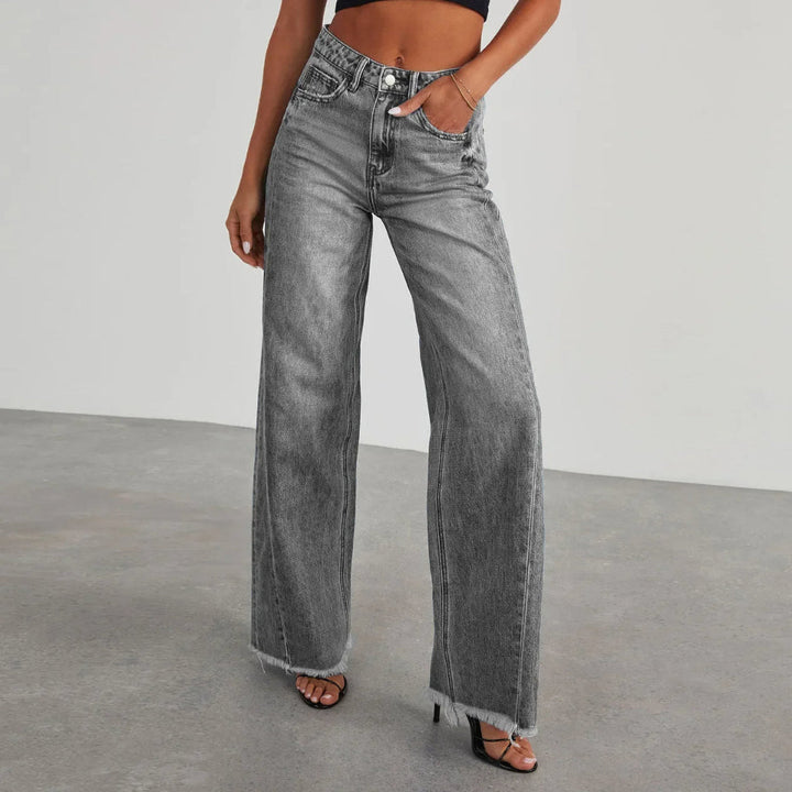 Loose Fit Jeans met Rafelzoom