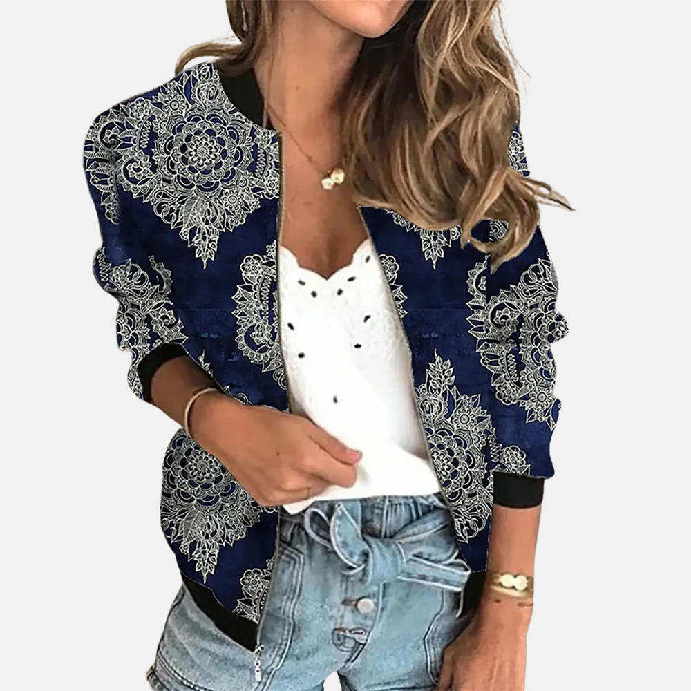 
                  
                    Roxanne - Retro Bomberjack voor Dames met Print - SkinzLine
                  
                