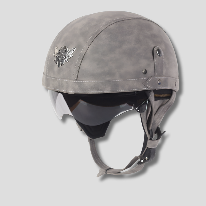 Vintage motorhelm met intrekbaar vizier
