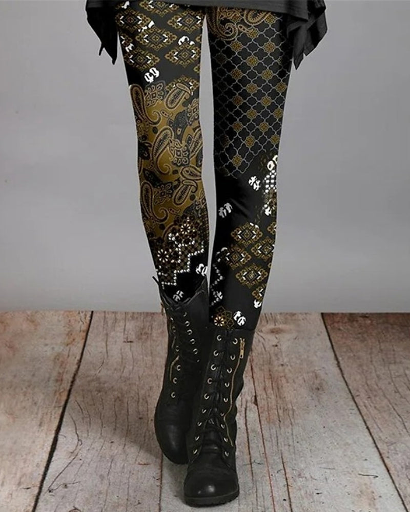Bohemian retro legging met etnische prints – Ziva