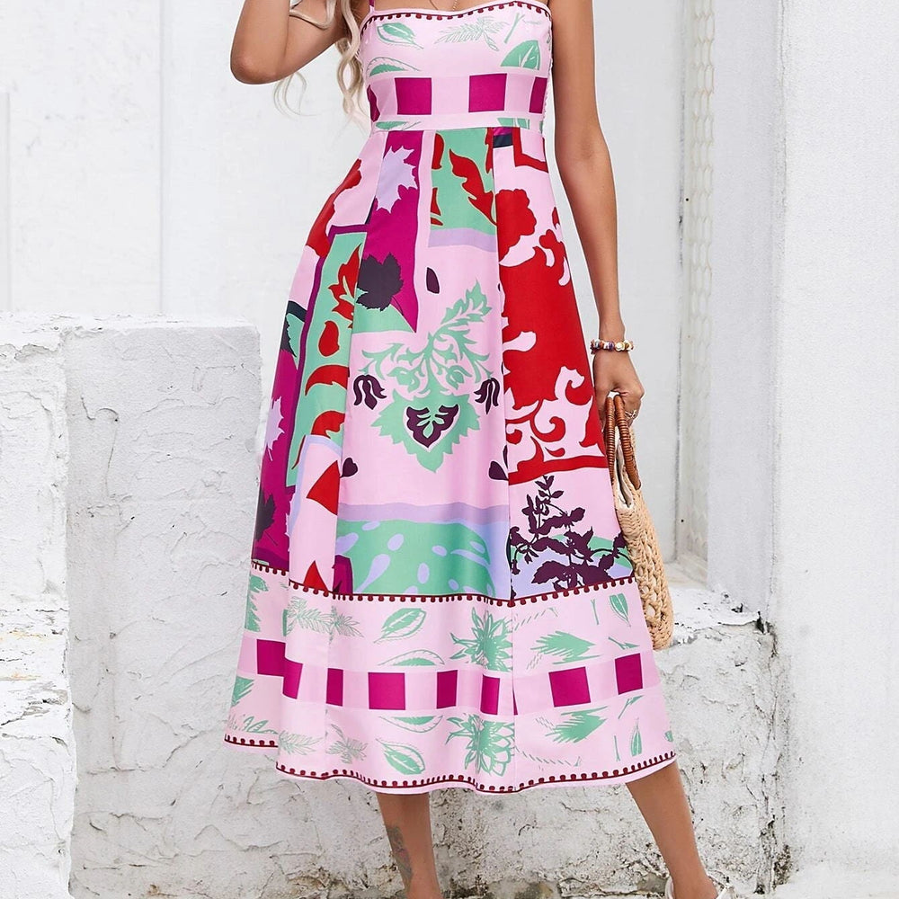 
                  
                    Quiana - Maxi-Jurk met Spaghettibandjes en Artistieke Print - SkinzLine
                  
                