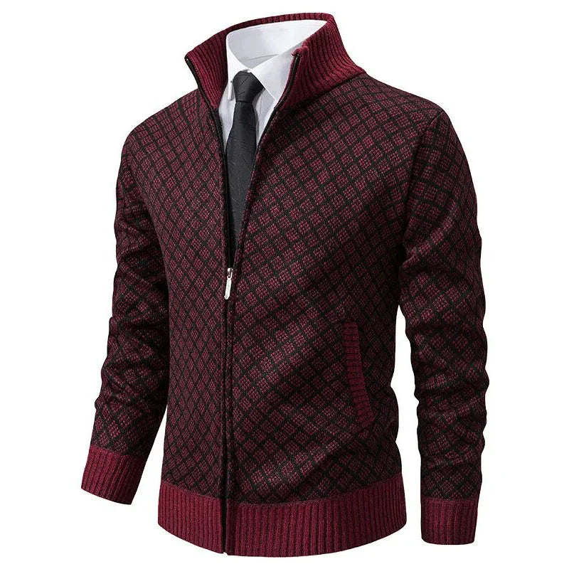 Heren Lente Vest met Rits en Geometrisch Patroon