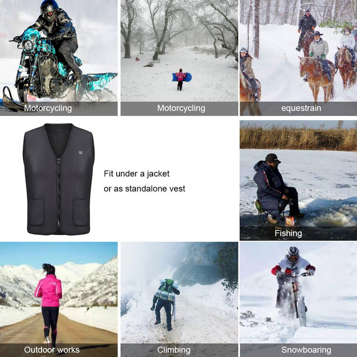 Elektrisch verwarmd vest voor fietsen, skiën en vissen