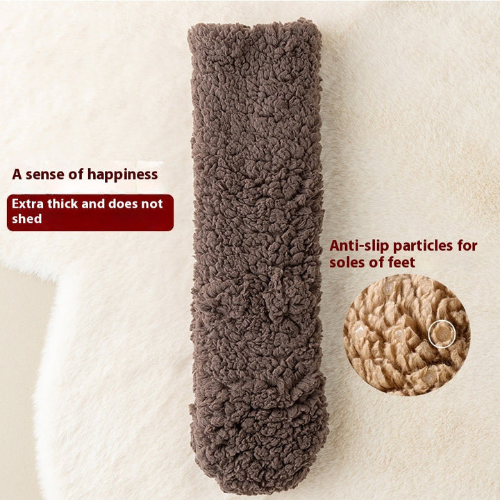 Fluffy huissokken van coral fleece met antislip, in 16 varianten