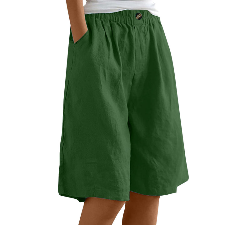 Women's Cotton And Linen Cropped Loose High Waist Shorts