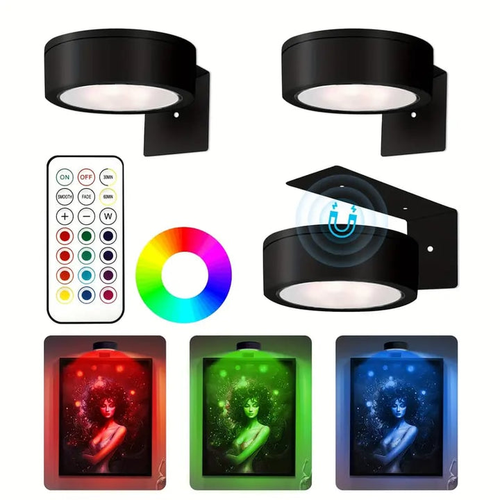 Verstelbare magnetische schilderijlamp | LED-touch & afstandsbediening, RGB/wit, USB