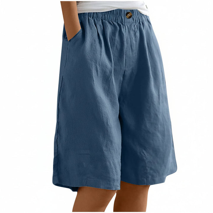 Women's Cotton And Linen Cropped Loose High Waist Shorts