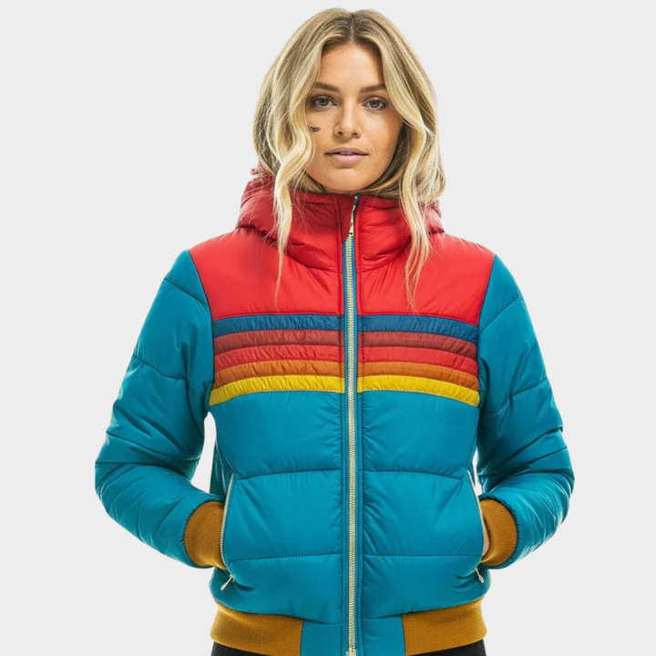 Dames Retro Multicolor Pufferjas