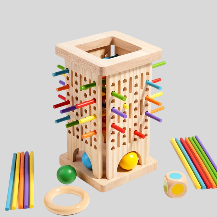 Drie-in-één Houten Stokspel