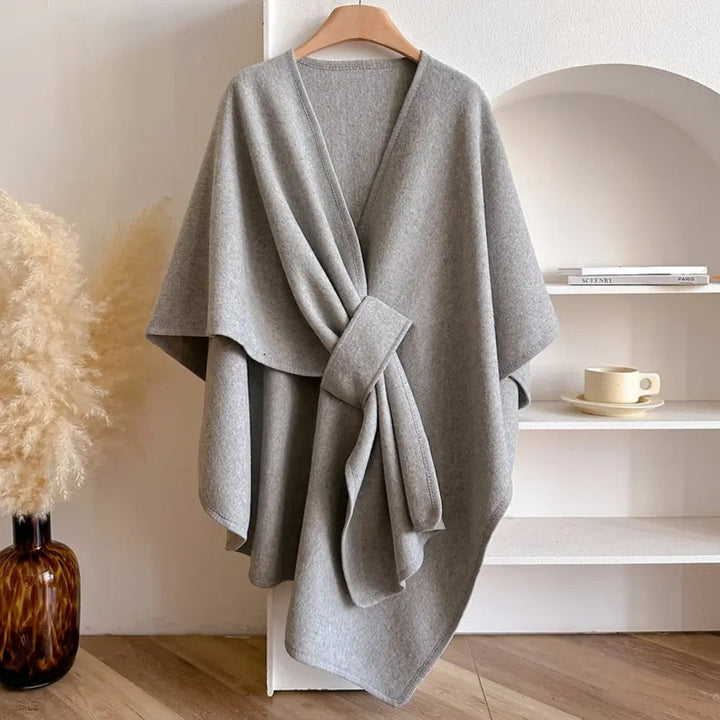 Luxe windbestendige Sjaal Jas met Elegante Drape