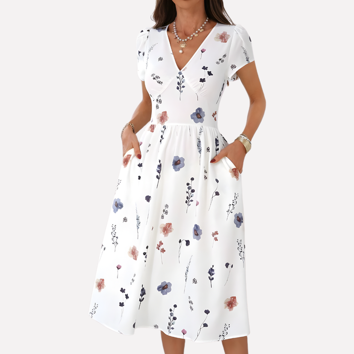 Dames V-Hals Jurk met Zakken