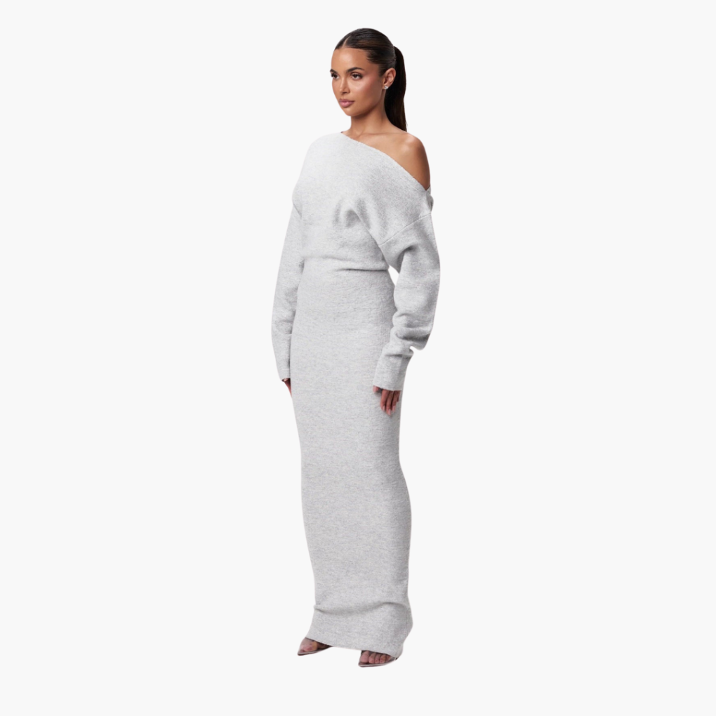Off-Shoulder Breien Jurk voor Vrouwen – Elegante Avondjurk