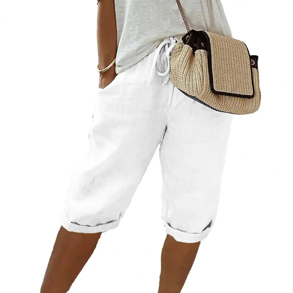 Vintage Kniebroek met Elastische Taille en Zakken