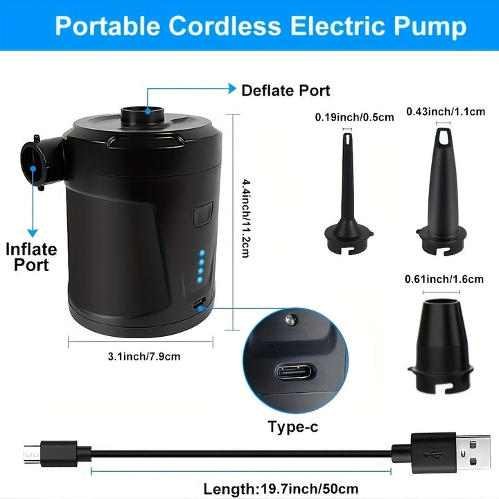 Draagbare USB Luchtpomp – Compacte Draadloze Inflator voor Buitengebruik