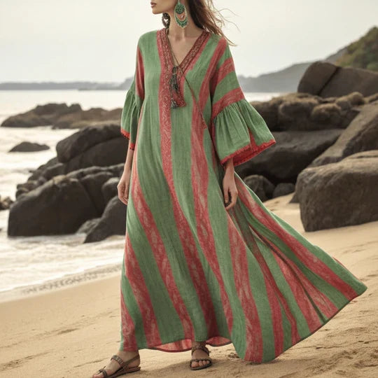 Boho gestreepte maxi-jurk