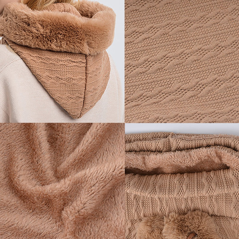 Pluche capuchonmuts met sjaal voor dames – warm en winddicht