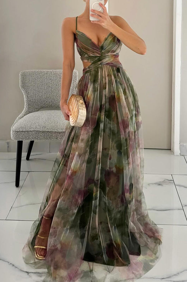 Dames Maxi Jurk Multicolor met V-Hals