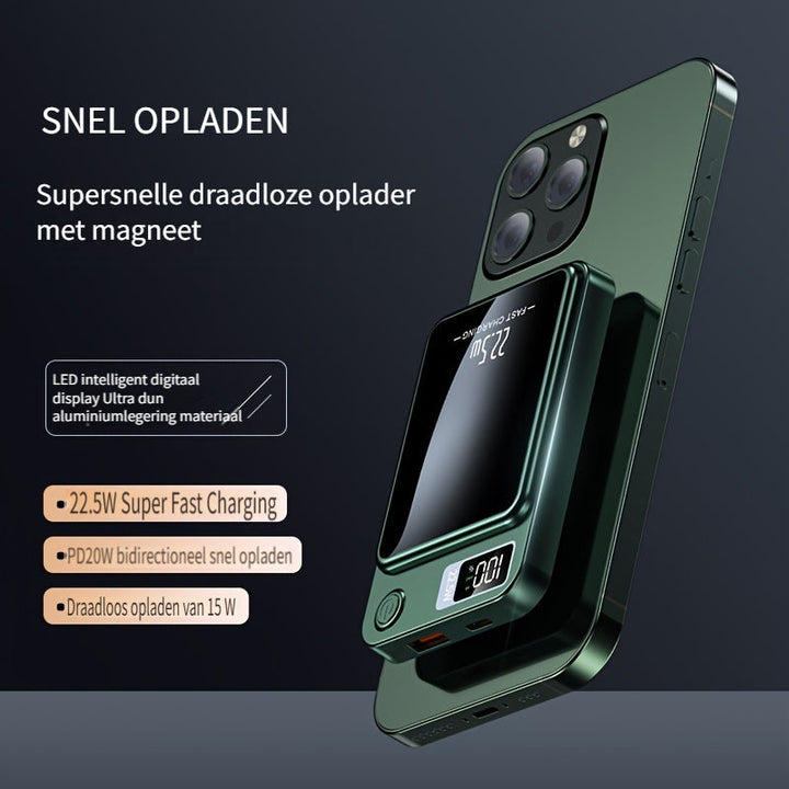Magnetische Powerbank – Ultradun met Supersnel Draadloos Opladen