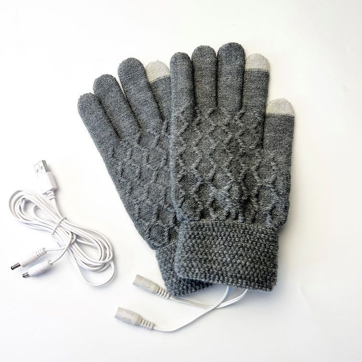 Gebreide USB-handschoenen met klep, verwarmd aan twee kanten