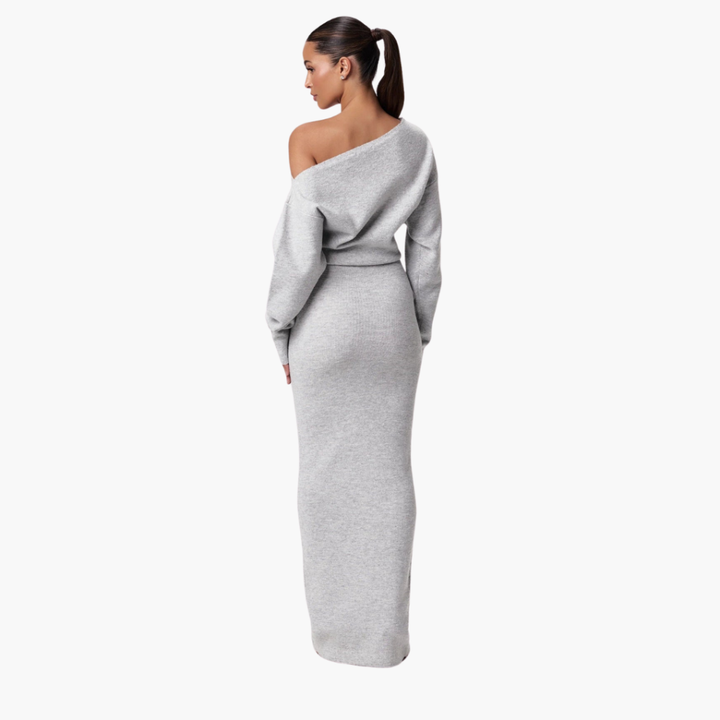 Off-Shoulder Breien Jurk voor Vrouwen – Elegante Avondjurk