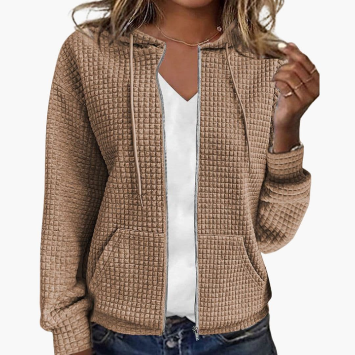 Dames Zip-Up Hoodie met Trekkoordkap