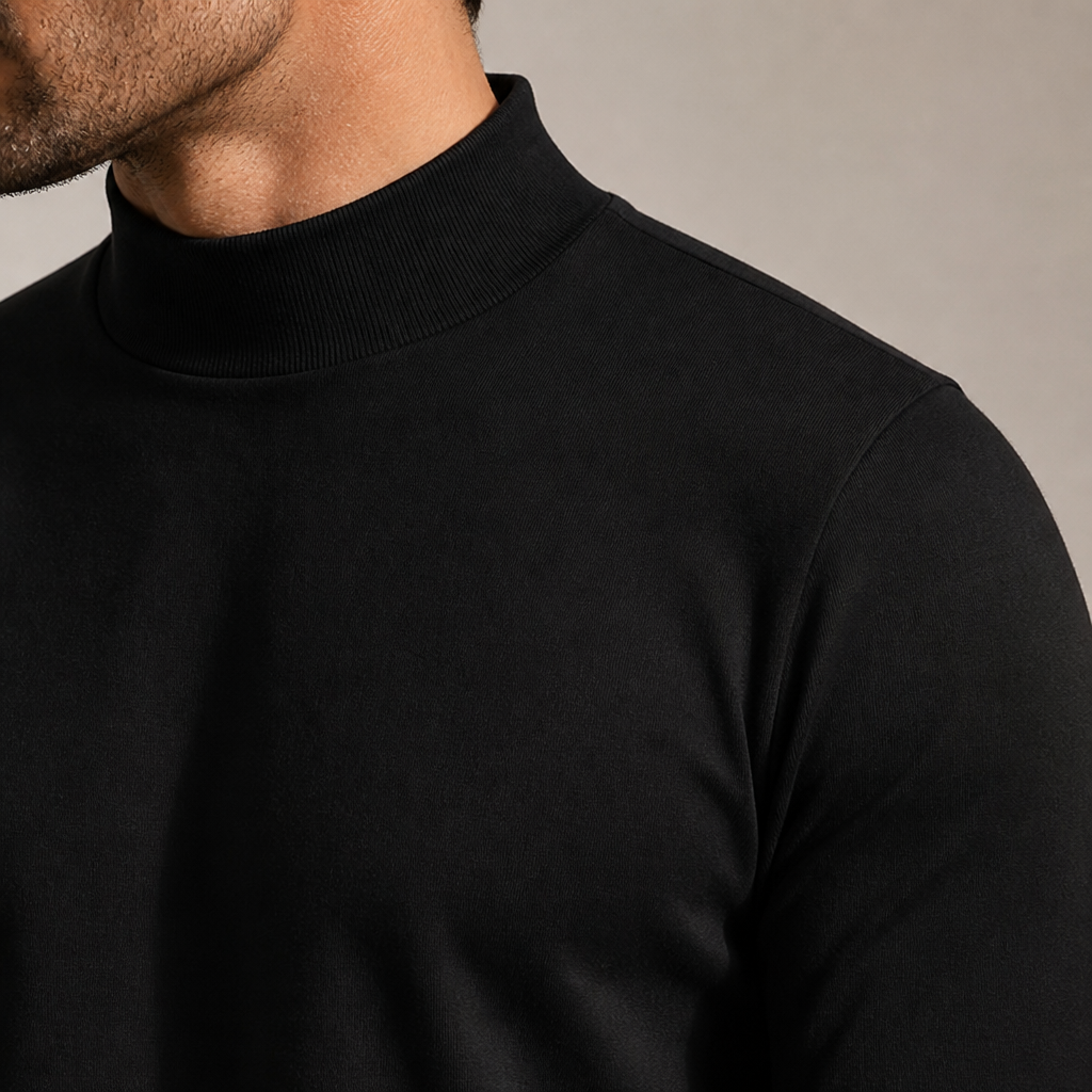 Slim fit herenshirt met lange mouwen en omslaanbare hoge kraag