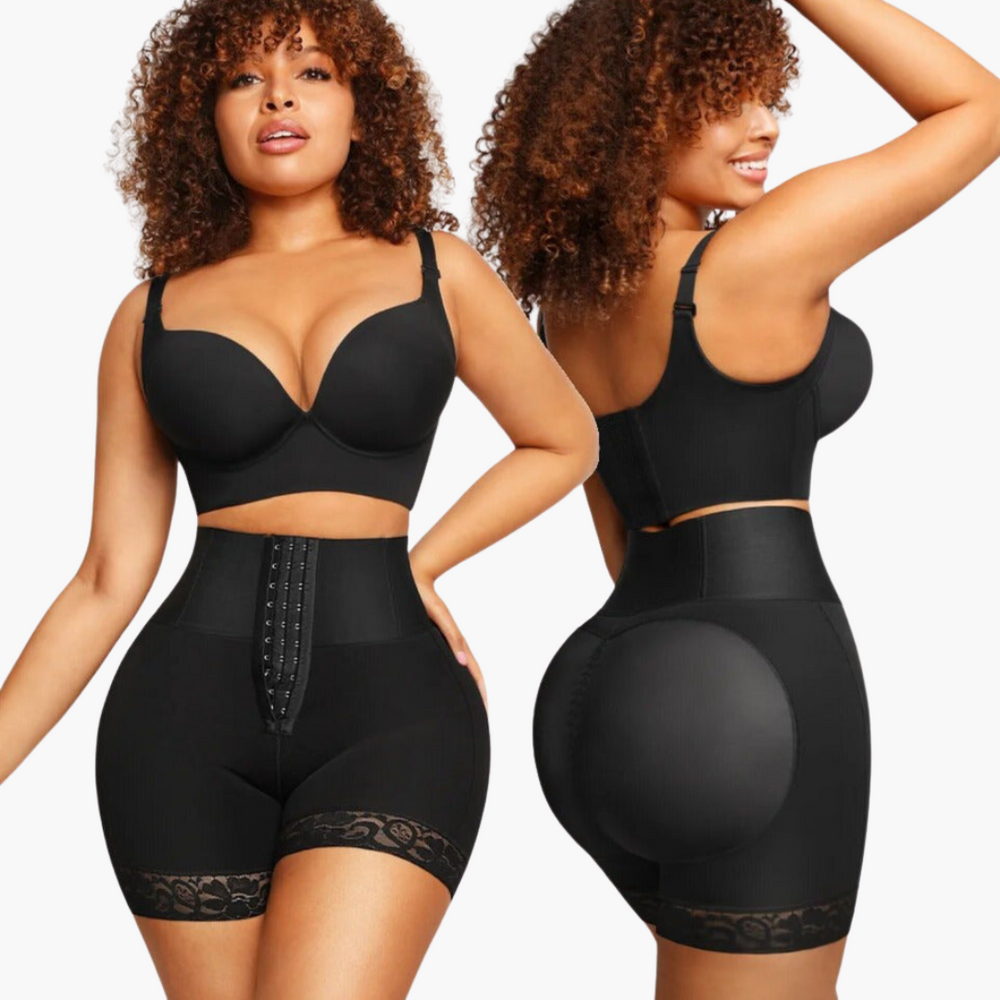 
                  
                    HOOG GETAILLEERD BODYSHAPER SHORT MET 3 RIJEN HAAKJES KORSET
                  
                