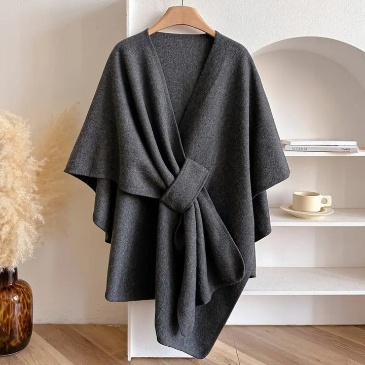 Luxe windbestendige Sjaal Jas met Elegante Drape