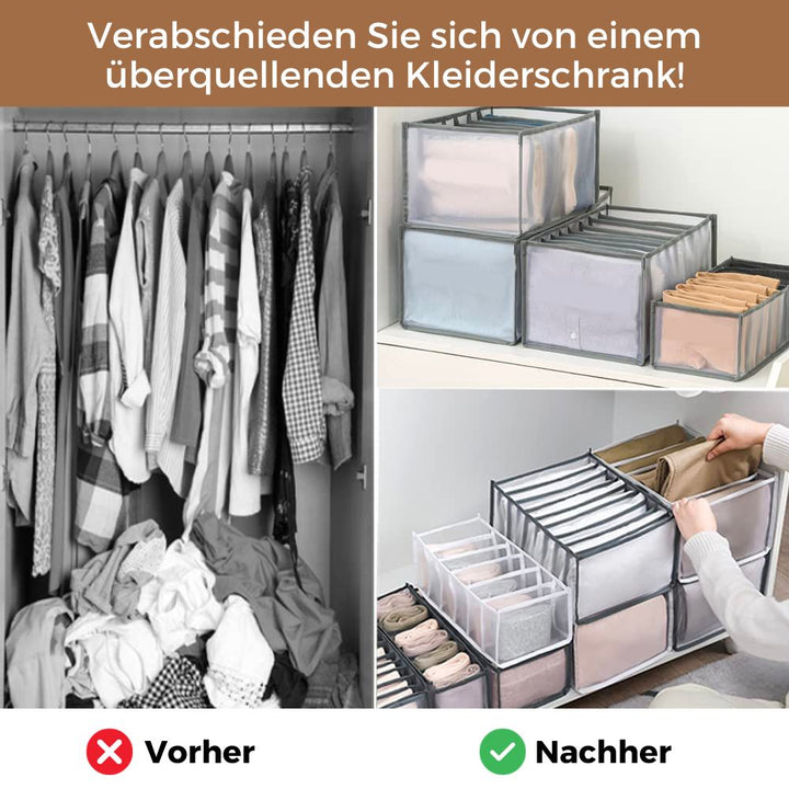 Kastorganizer-tassen voor gevouwen, kreukvrije kleding in laden en kledingkasten