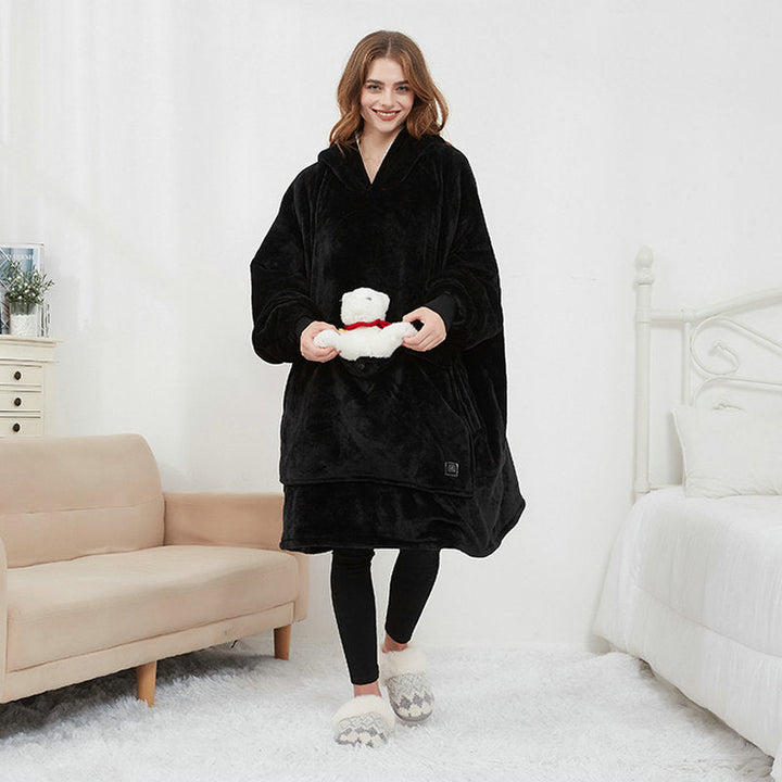 Verwarmde oversized hoodie-deken van sherpa met 3 standen