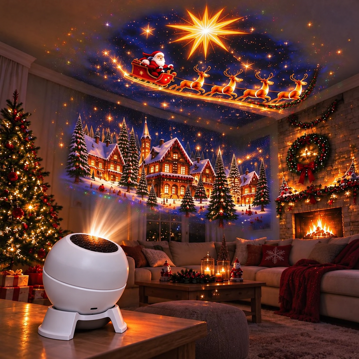 Kerstprojector nachtlampje voor muren en plafonds, USB-aangedreven feestdecoratie
