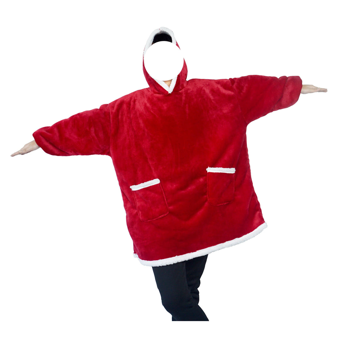 Deken hoodie van flanel met capuchon en zak – one size
