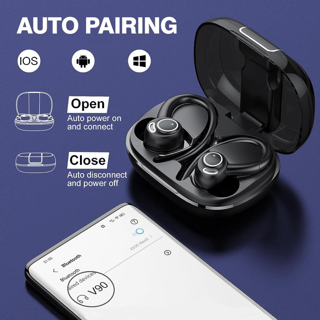 Draadloze Bluetooth 5.3 Sportoordopjes met Geluidsisolatie en 48 Uur Speeltijd – Zeyora