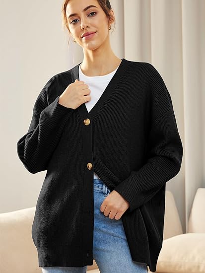Oversized damesvest met V-hals en knoopsluiting