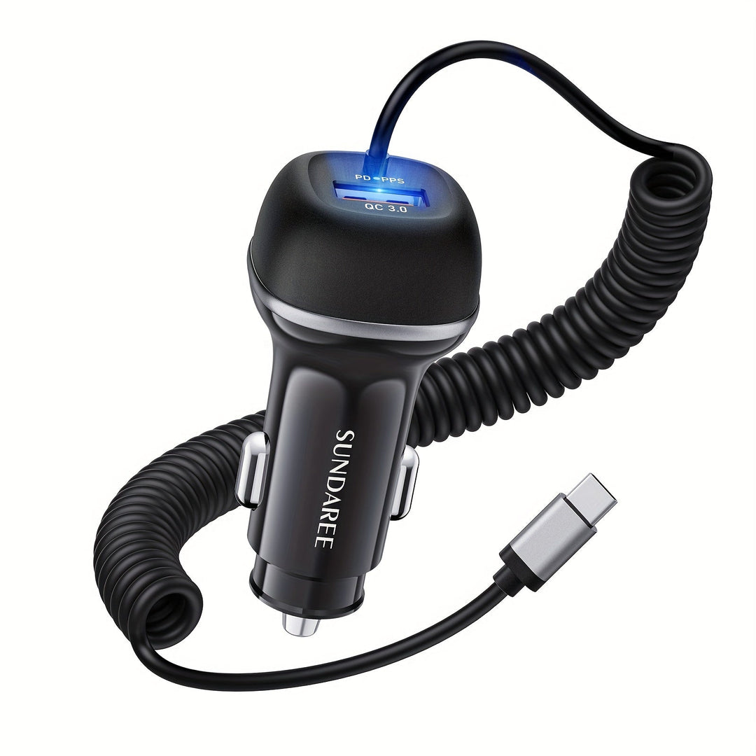 Snelladende USB-C oplaadbare autolader van 51W – Voor supersnel opladen van meerdere apparaten