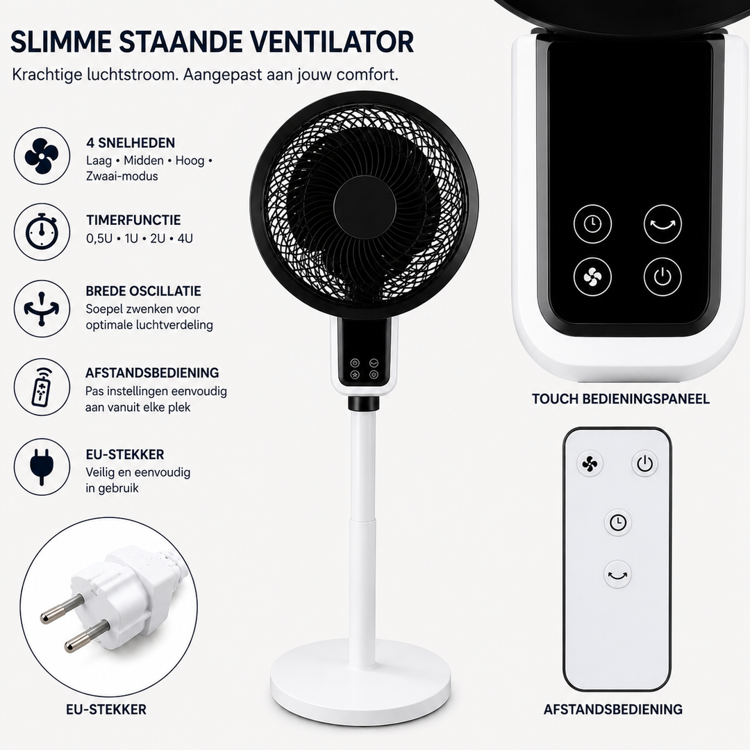 Compacte Staande Ventilator met Oscillatie