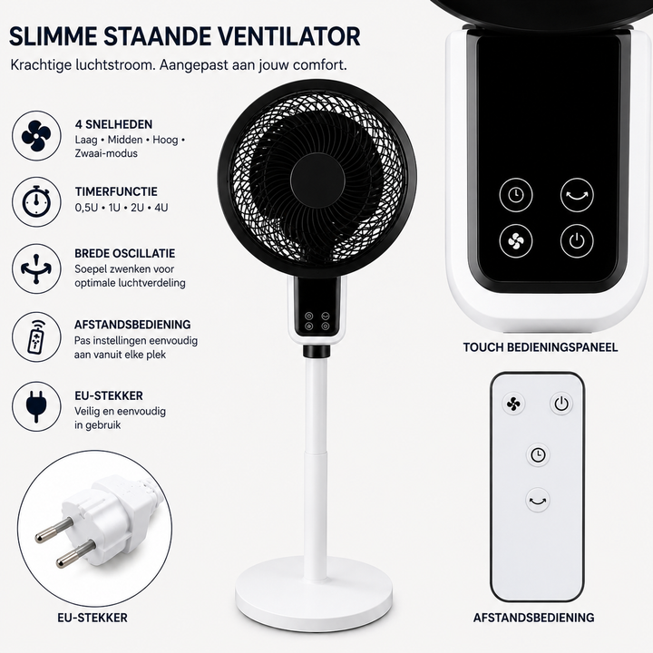 Compacte Staande Ventilator met Oscillatie