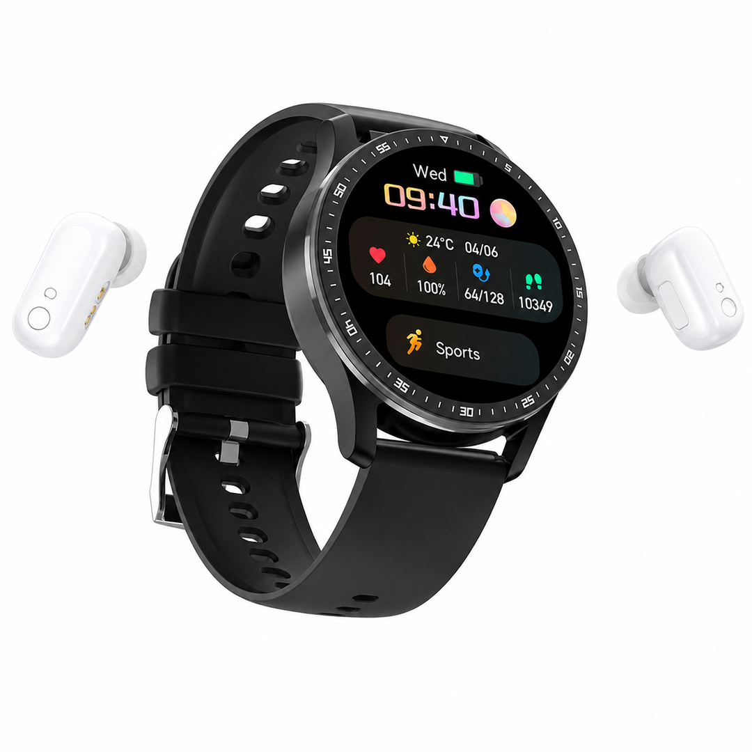 PrestigeTrack EchoWrist | Smartwatch met Bluetooth-oordopjes voor Fitness- en Gezondheidsmonitoring